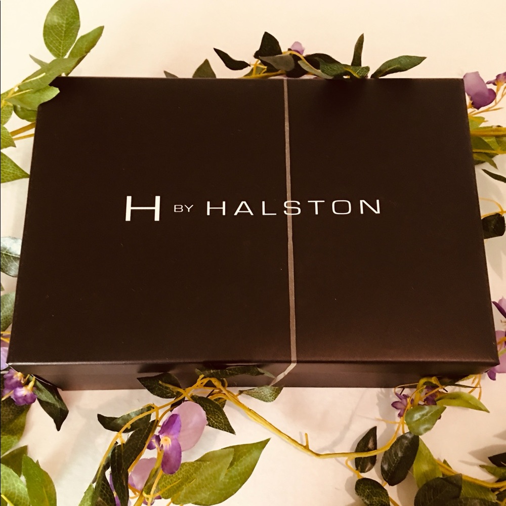 NEW H by Halston Navy Leather Sling Back Block Heels Size 8M